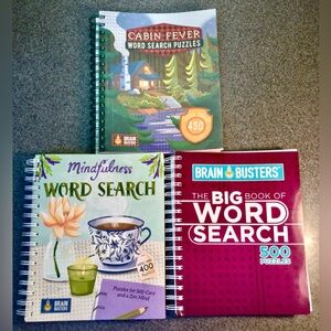 1,350 Word Search Puzzles in 3 Brain Busters Spiral Bound Word Search Books